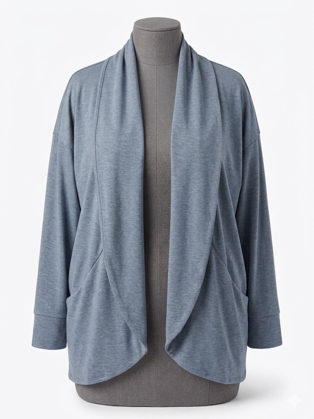 Cuddl Duds Slate Blue Cardigan Shawl Collar Open Front Soft Knit Wrap Size 2X/3X